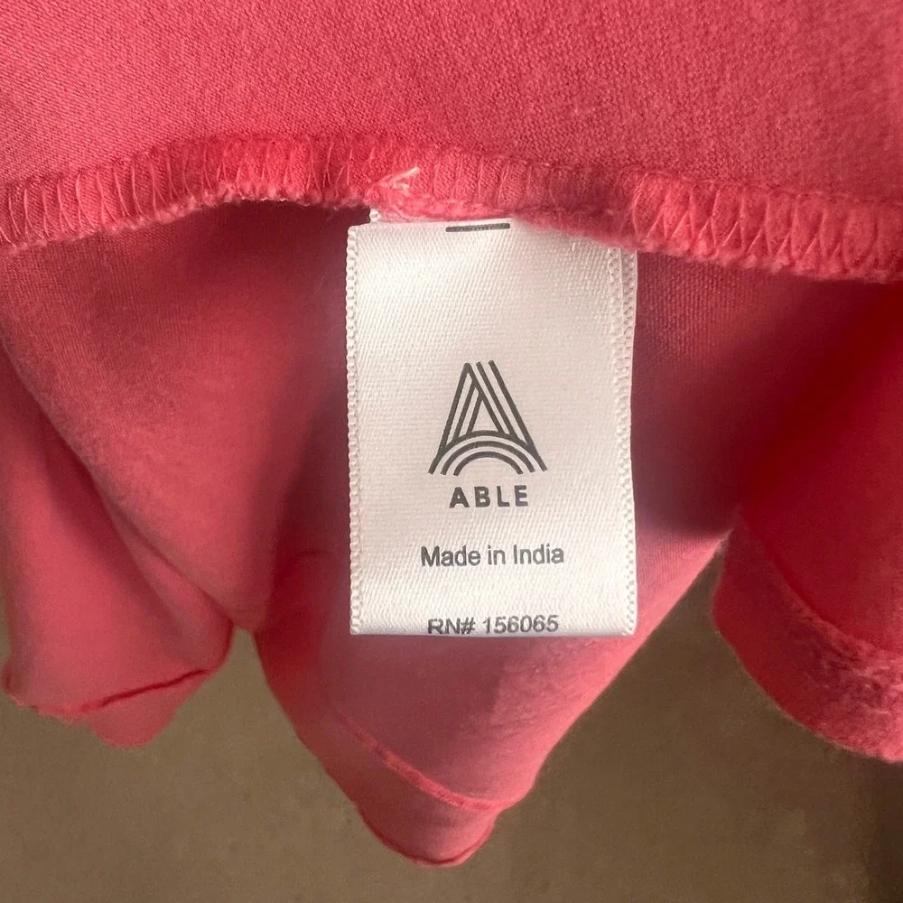 ABLE‎ Coral Pink Square Neck Midi Dress Sleeveless Casual Womens Size Medium